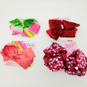 JoJo Siwa Hair Bows NWT Pink Red Rainbow Sequin Lot Set of 4 Nickelodeon NEW